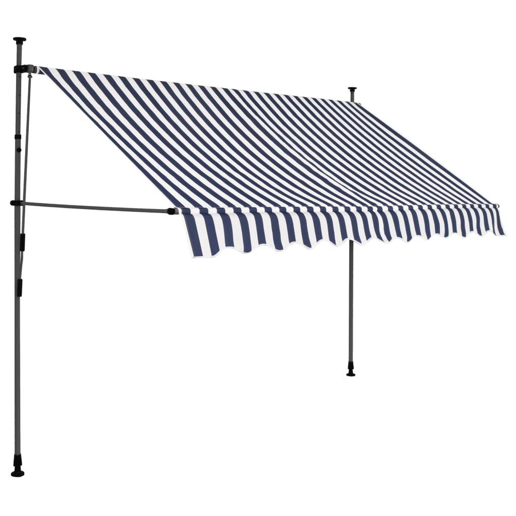 Voir la diapositive 2 : VIDAXL Auvent manuel retractable avec LED 250 cm Bleu et blanc