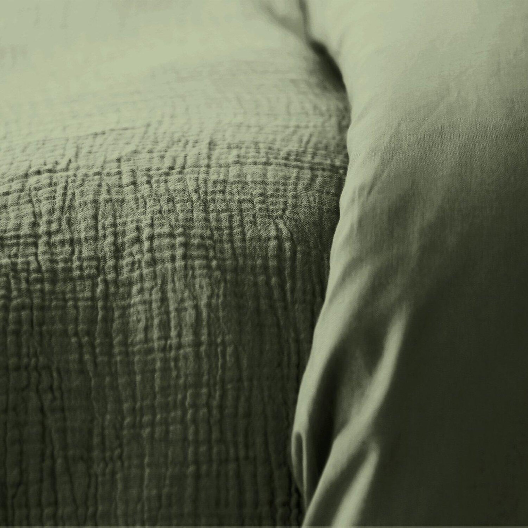 Voir la diapositive 2 : Home collection Parure housse de couette 100% gaze de coton 57 fils - kaki