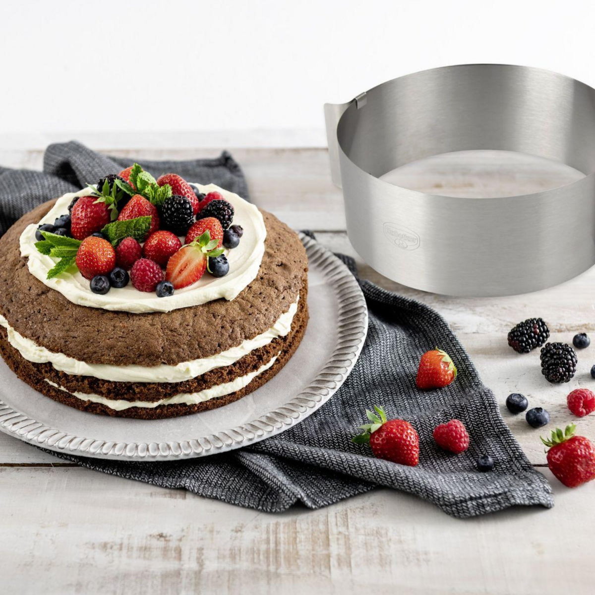 DR.OETKER Cercle à pâtisserie en acier inoxydable extensible de 16 à 30 cm Dr. Oetker Varino