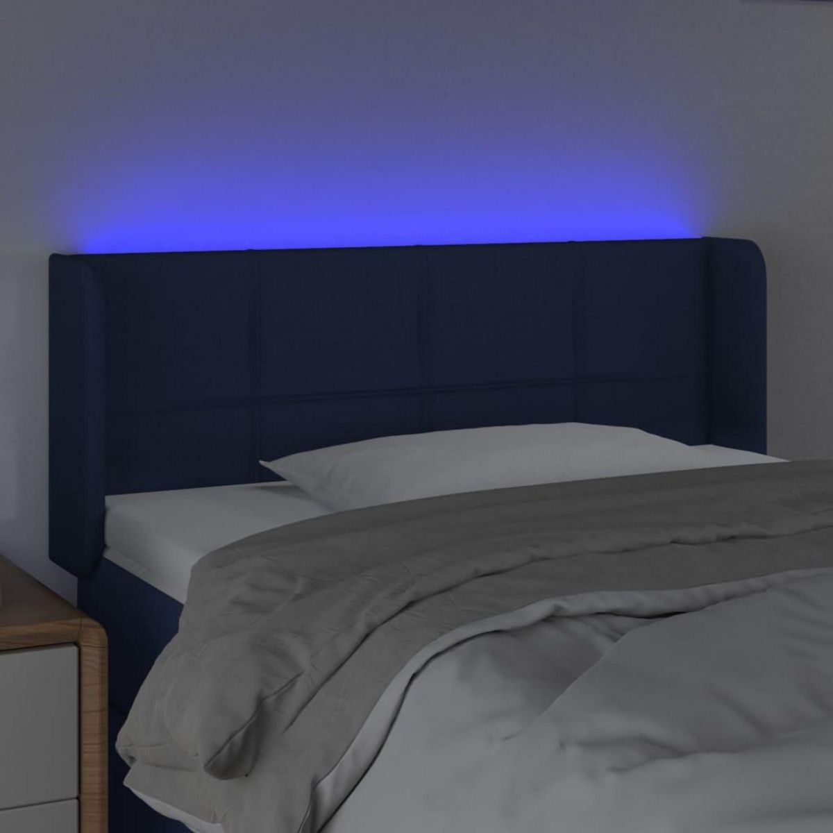 VIDAXL Tete de lit a LED Bleu 103x16x78/88 cm Tissu