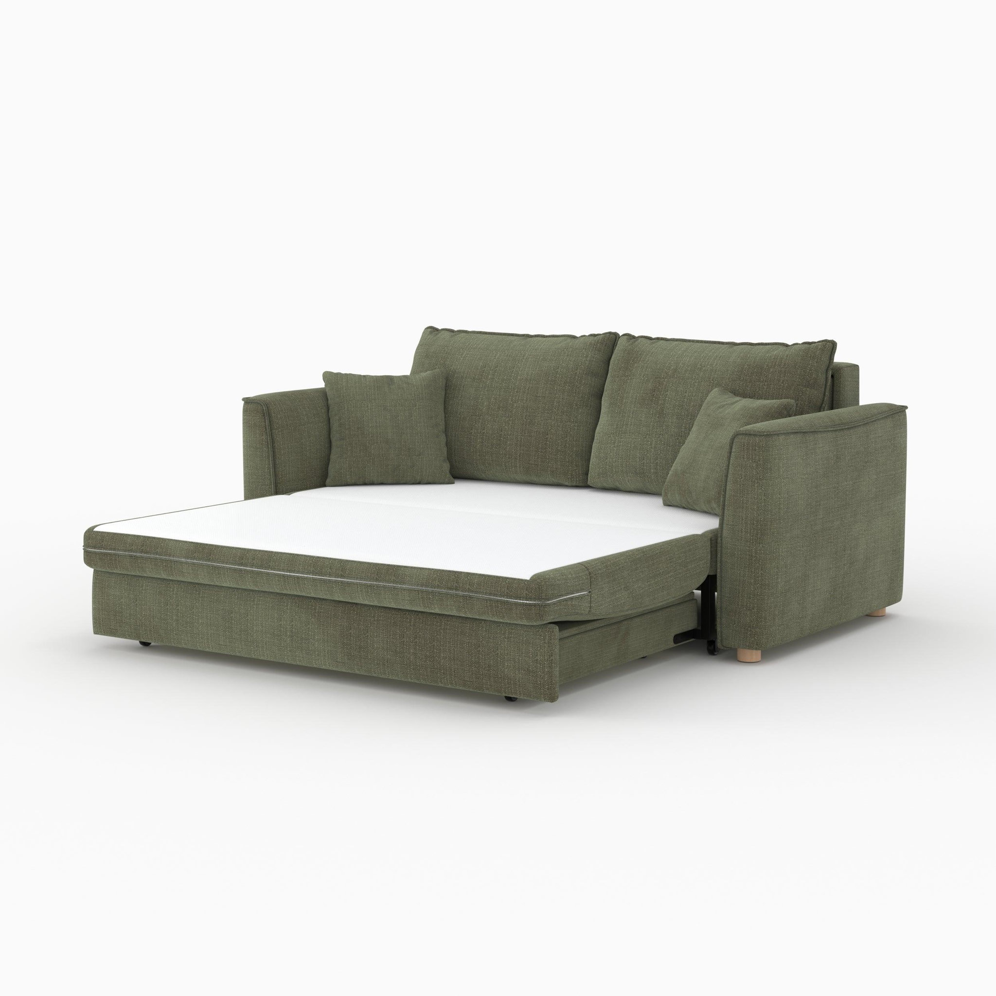 Voir la diapositive 5 : MAISON PAVANE Canapé convertible 2 places en tissu texturé vert kaki-olympe