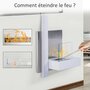 Voir la diapositive 5 : HOMCOM Cheminée bioéthanol murale design Bauhaus 1 brûleur 1,5 L 75L x 22l x 63H cm couverture 20-25 m² acier blanc inox. brossé