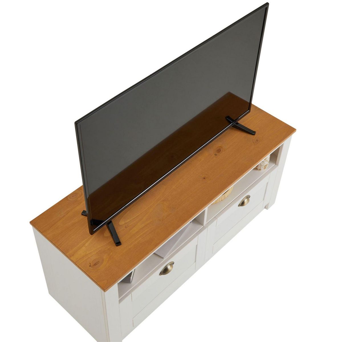 IDIMEX Meuble TV BOLTON 2 tiroirs et 2 niches, en pin massif