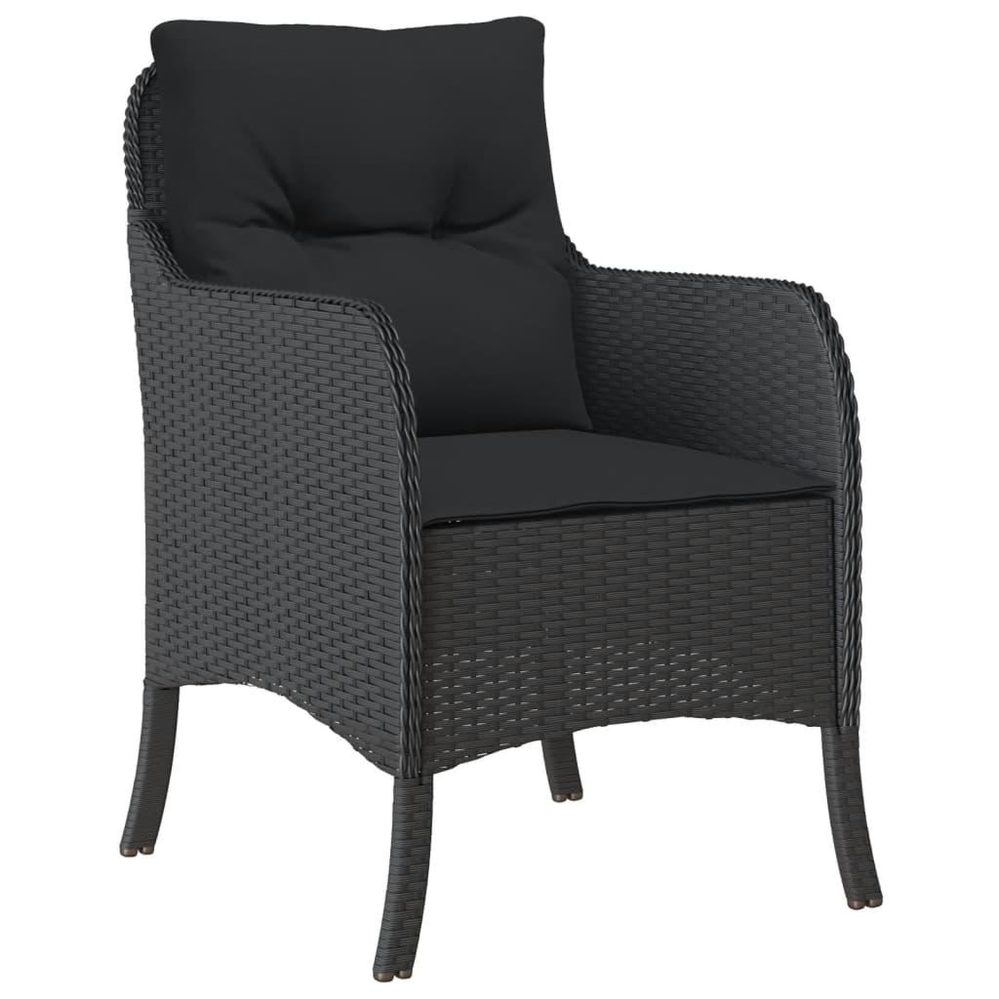 Voir la diapositive 3 : VIDAXL Ensemble a manger de jardin coussins 7pcs Noir Resine tressee