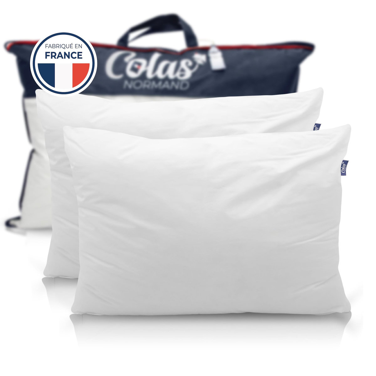 COLAS NORMAND Lot de 2 oreillers 100% écologiques 45×70 cm