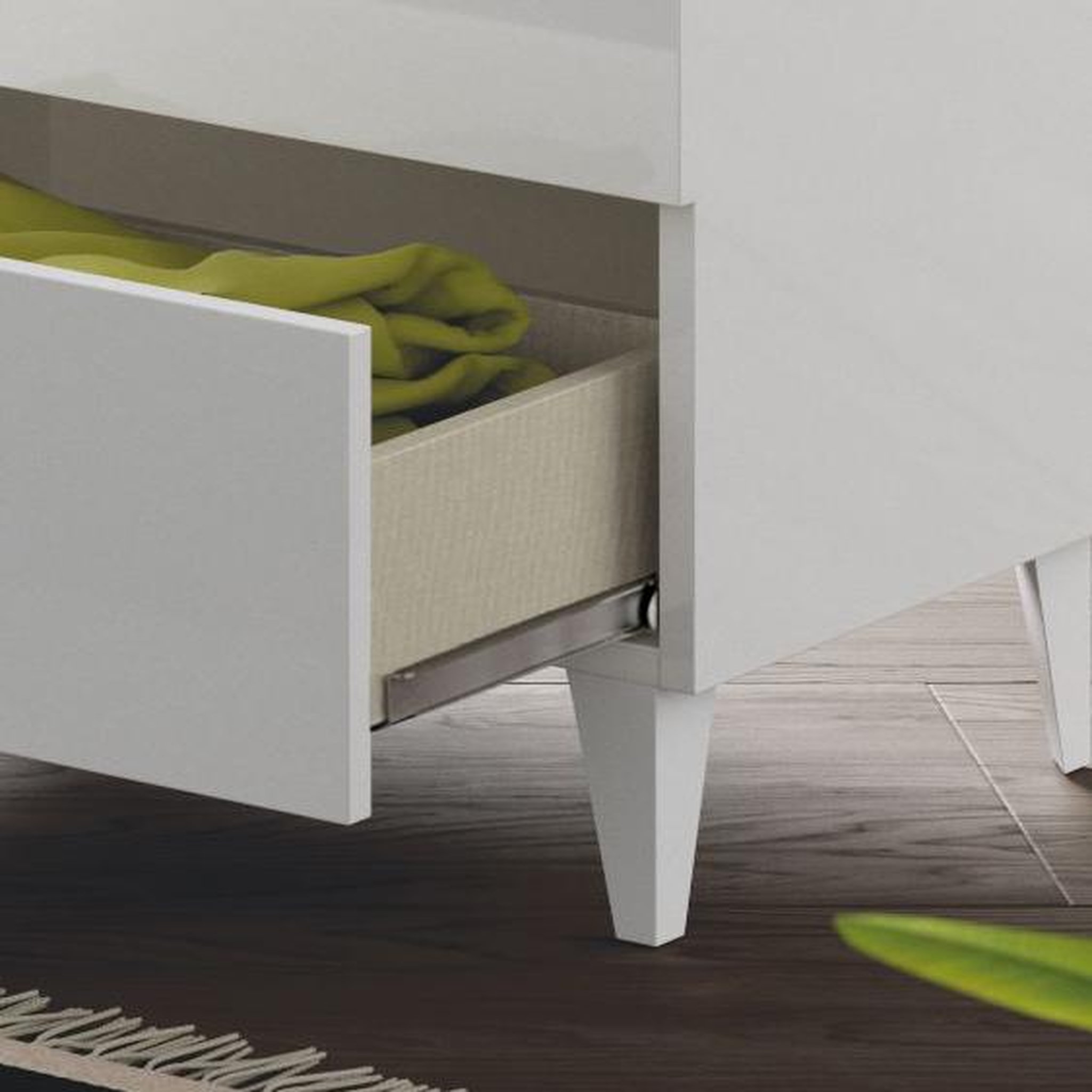 Voir la diapositive 3 : VS VENTA-STOCK Commode 3 tiroirs Vera Couleur Blanc Brillant, Largeur 80 cm