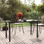 VIDAXL Table a dîner de jardin Noir 200x100x74cm Acier et verre trempe