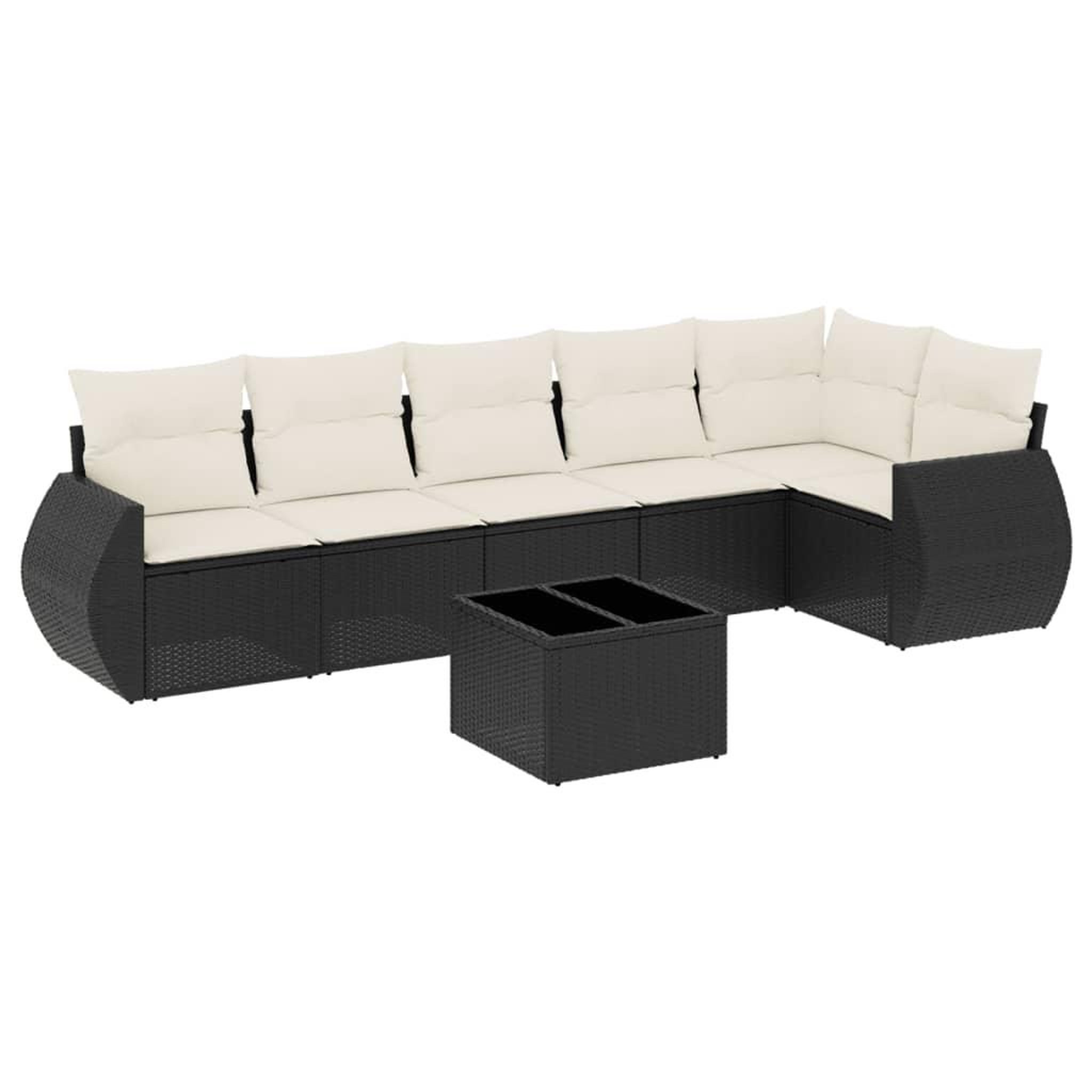 Voir la diapositive 2 : VIDAXL Salon de jardin 7 pcs avec coussins noir resine tressee