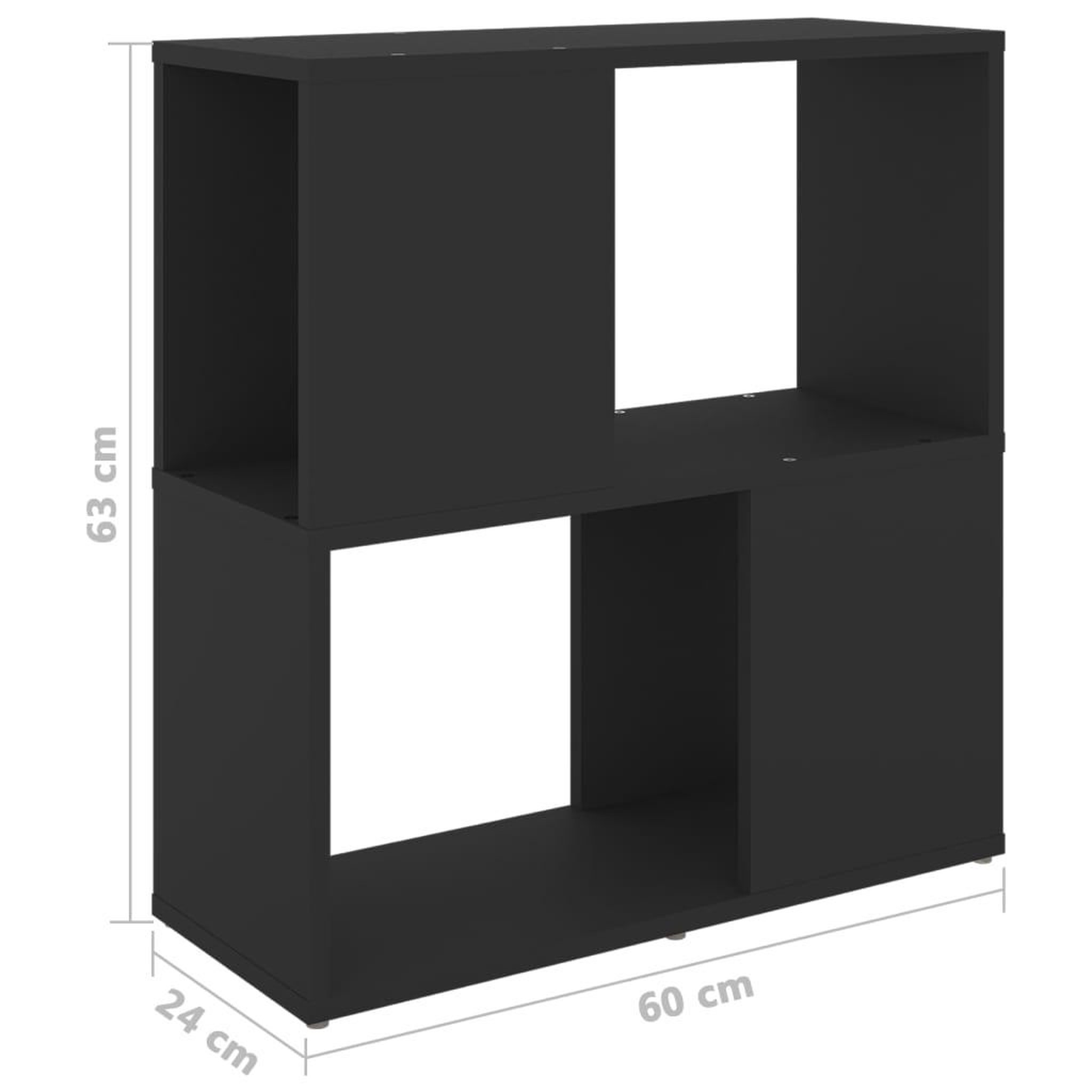 Voir la diapositive 6 : VIDAXL Bibliotheque Noir 60x24x63 cm Bois d'ingenierie