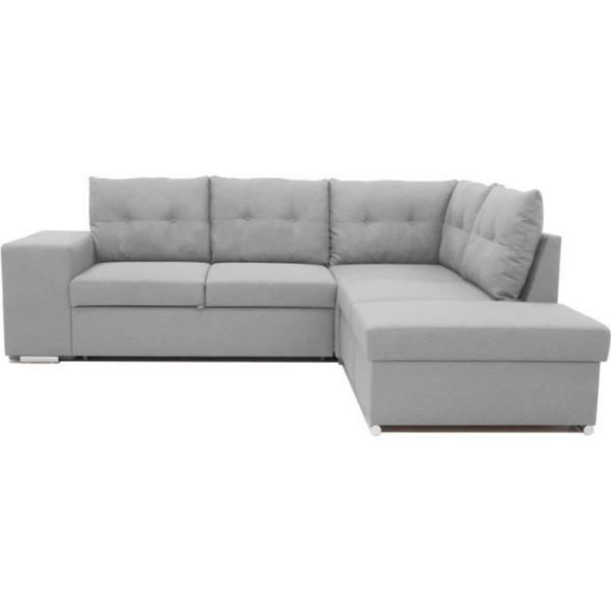 MARKET24 Canapé d'angle convertible réversible 4-5 places MITCHELL - Tissu Gris - Coffre de rangement - L 245 x P 205 x H 93 cm