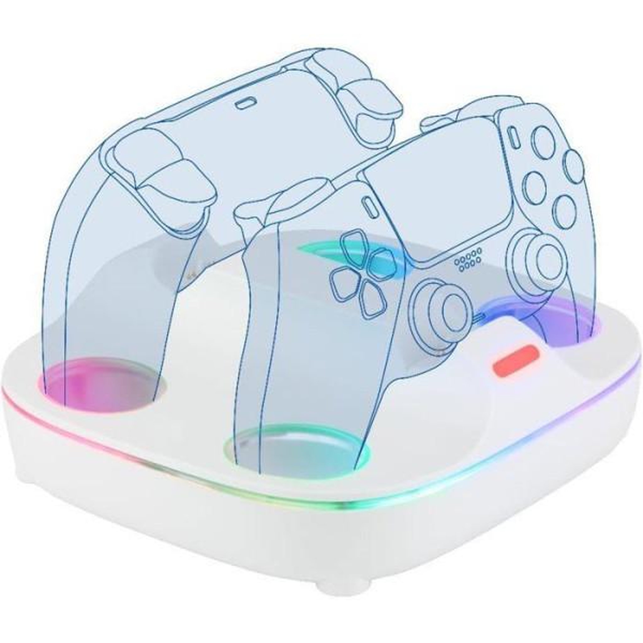 KONIX Station de rechargement pour 2 manettes dualsense - ps5 - konix - charge rapide - connecteurs magnétiques - blanc