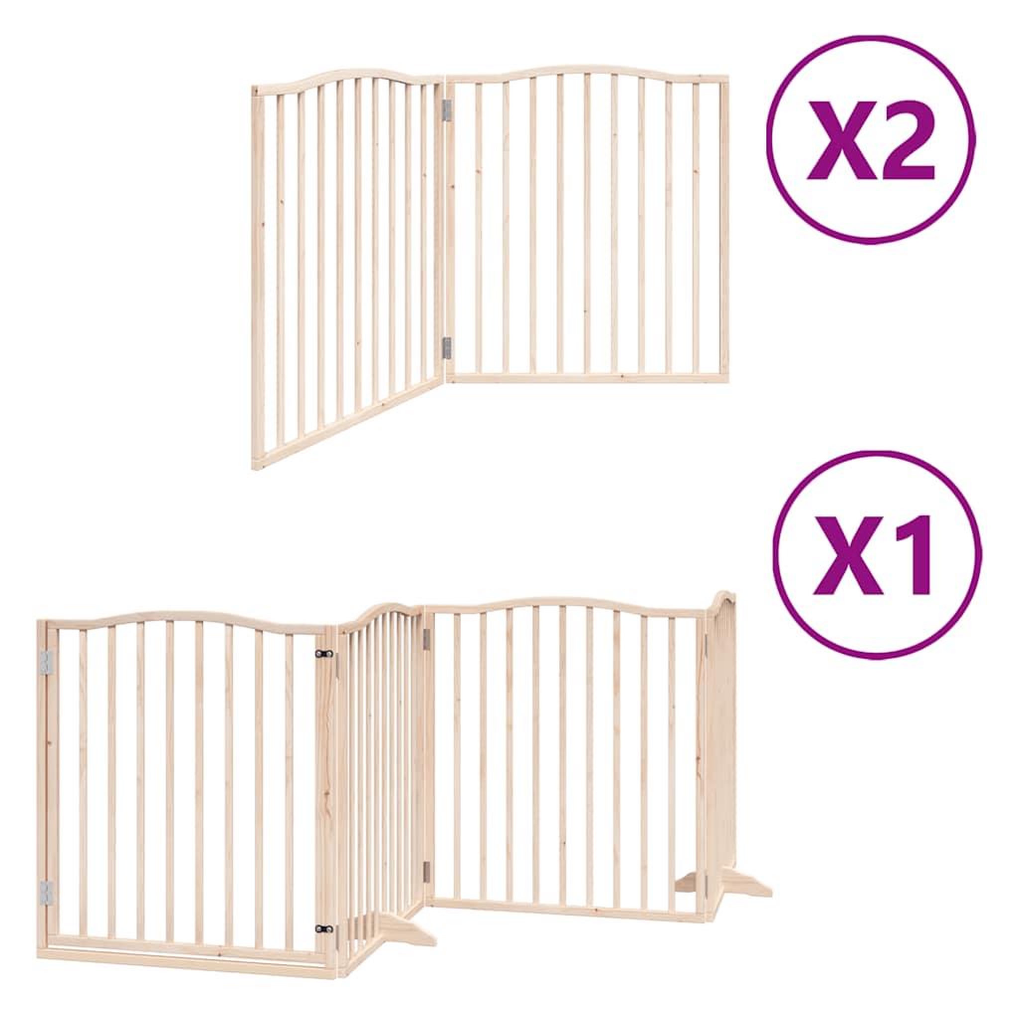 Voir la diapositive 2 : VIDAXL Barriere pour chien porte pliable 8 panneaux bois de peuplier