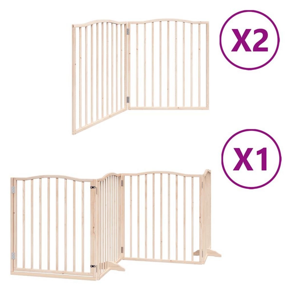 VIDAXL Barriere pour chien porte pliable 8 panneaux bois de peuplier