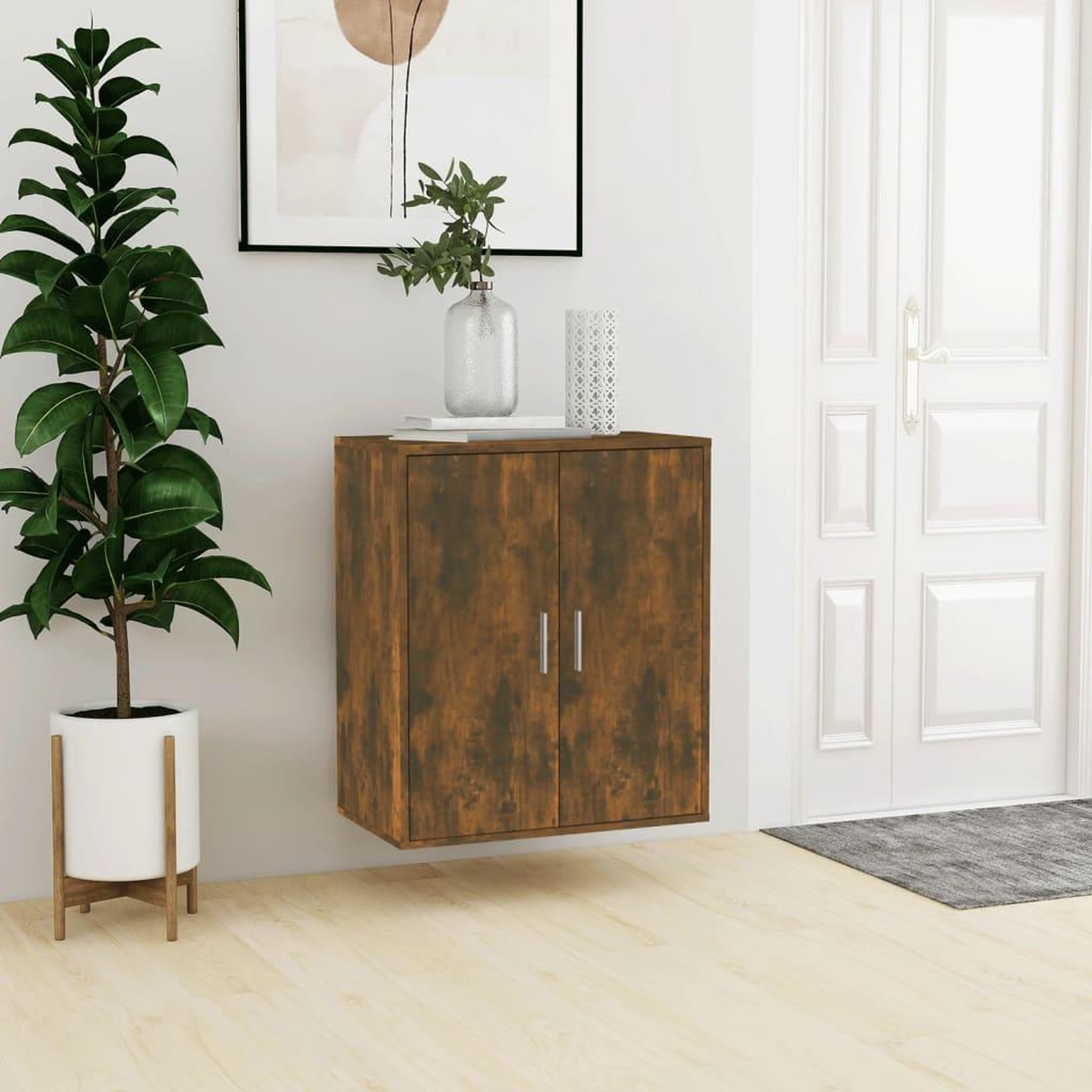 Voir la diapositive 3 : VIDAXL Meuble a chaussures Chene fume 60x35x70 cm Bois d'ingenierie
