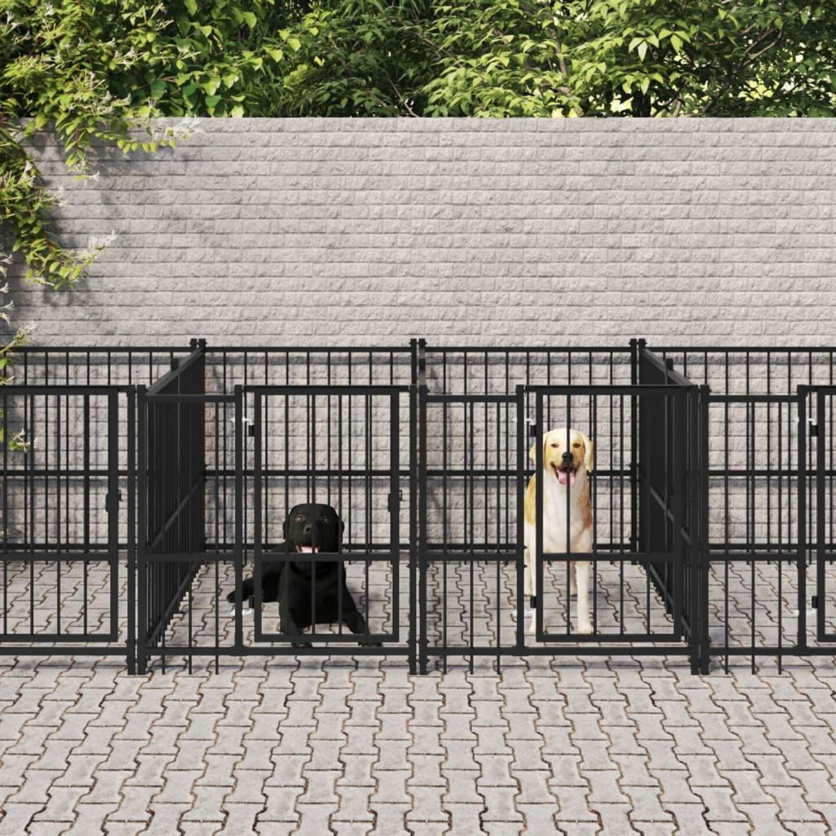 VIDAXL Chenil d'exterieur pour chiens Acier 16,89 m²