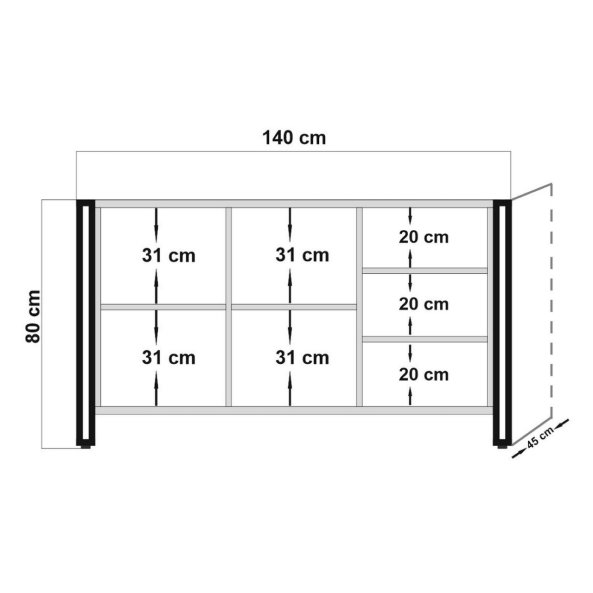 CONCEPT USINE Buffet industriel avec étagères et portes FREDA
