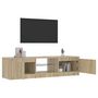 Voir la diapositive 4 : VIDAXL Meuble TV avec lumieres LED Chene fume 140x40x36 cm
