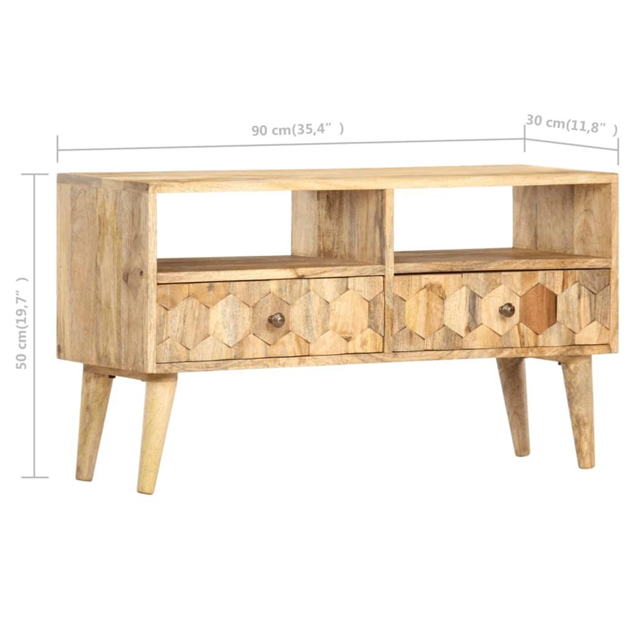 Voir la diapositive 6 : VIDAXL Meuble TV 90x30x50 cm Bois de manguier solide