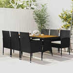 VIDAXL Mobilier a dîner d'exterieur 7 pcs Resine tressee Noir