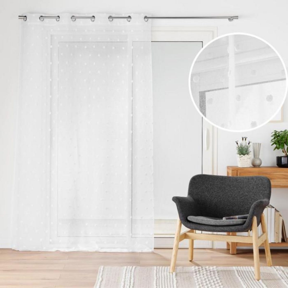 Paris Prix Rideau Voilage à Œillets  Pompinou  140x240cm Blanc