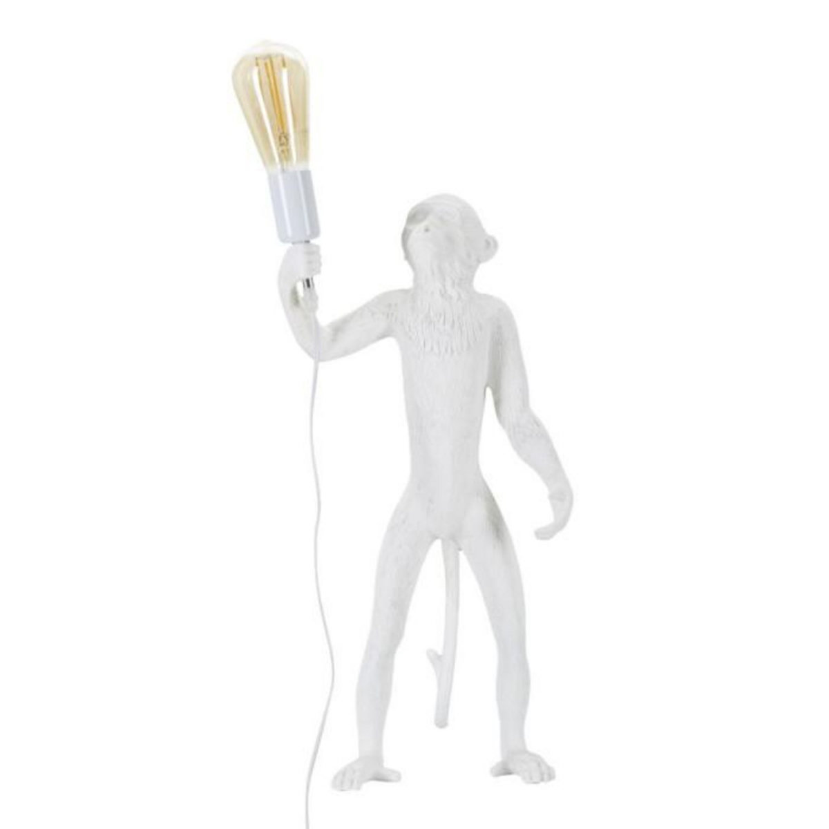 Paris Prix Lampe à Poser en Résine  Singe  55cm Blanc
