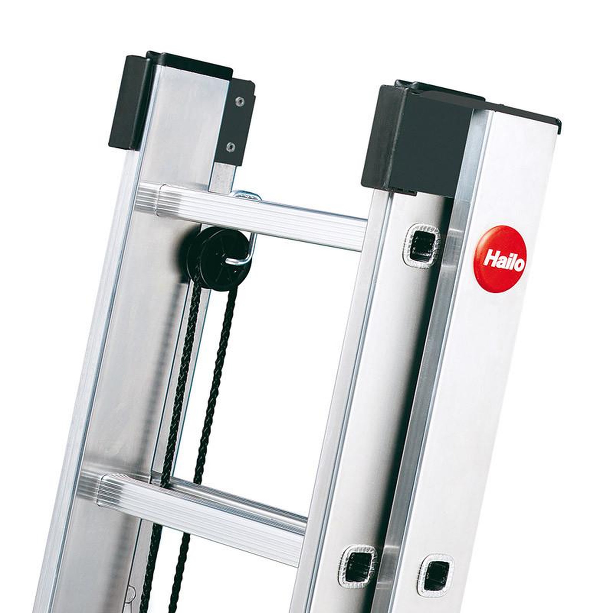 Voir la diapositive 5 : HAILO Echelle coulissante à corde 2 plans 2x16 échelons 7,9m/8,7m en aluminium hailo profistep duo