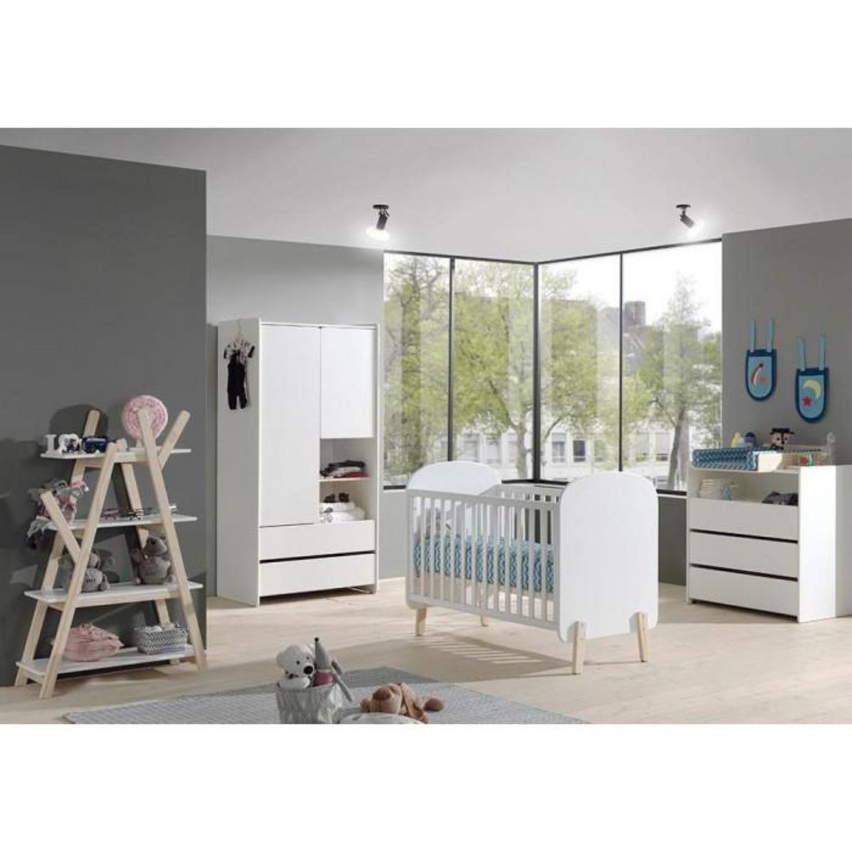 Paris Prix Armoire 2 Portes & 2 Tiroirs  Kiddy  90cm Blanc