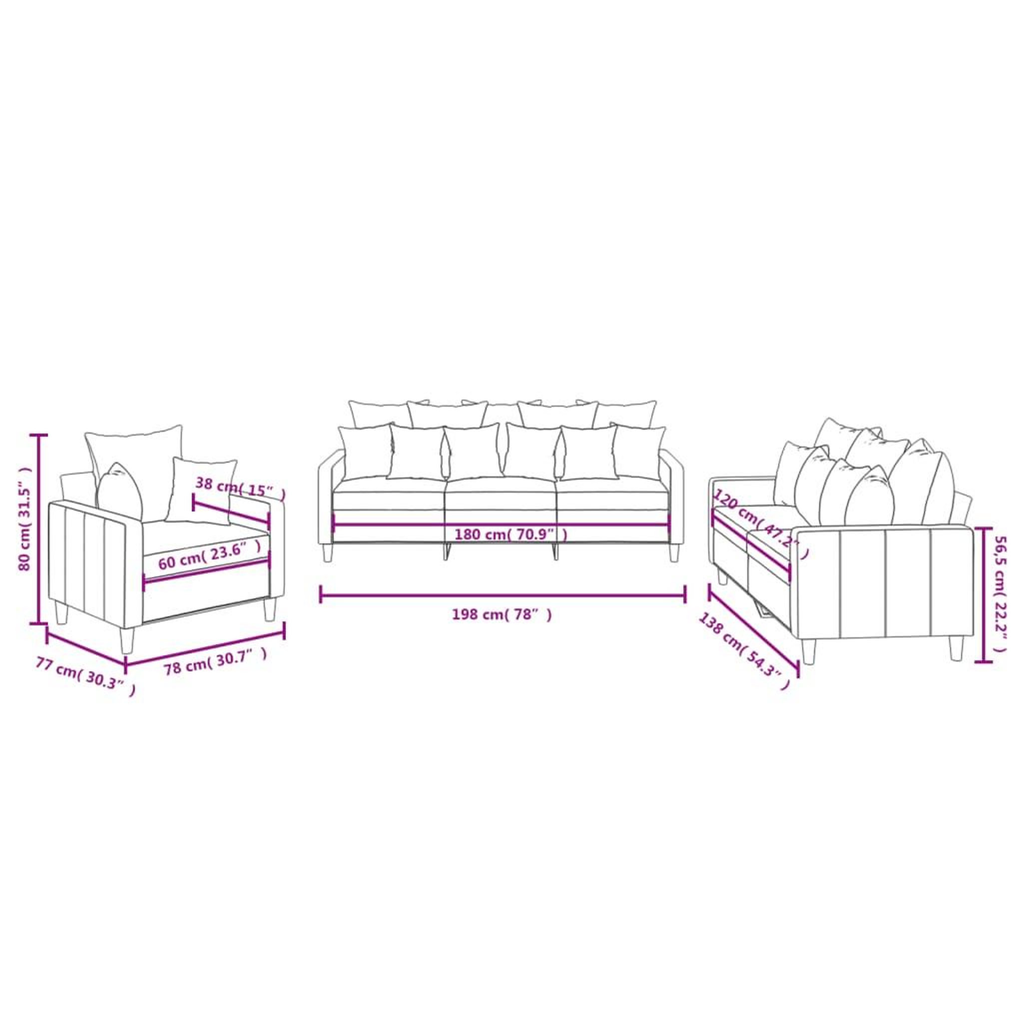 Voir la diapositive 6 : VIDAXL Ensemble de canapes 3 pcs avec coussins Gris fonce Velours
