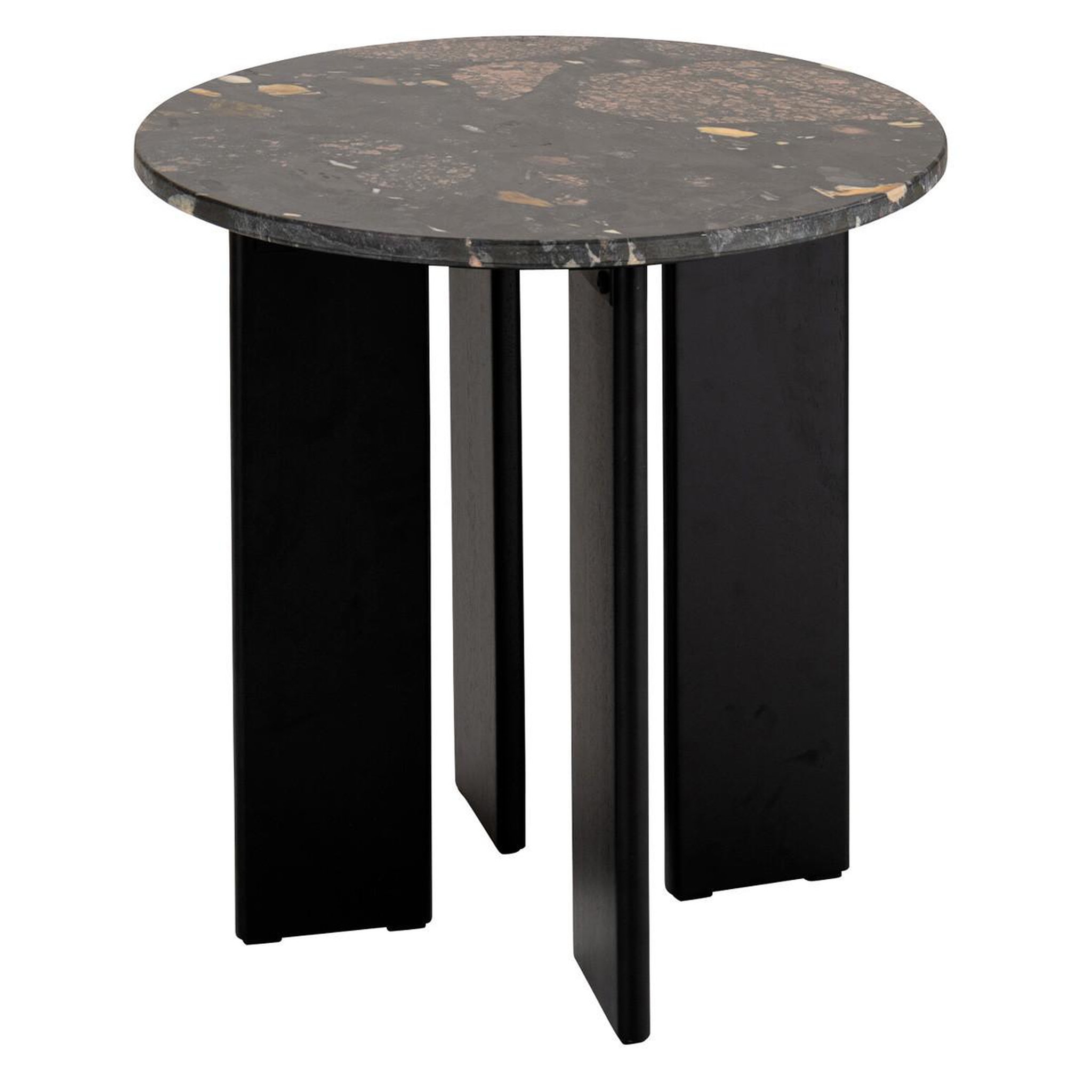 J-LINE Table d'appoint en marbre  mathilde  50cm noir & pêche