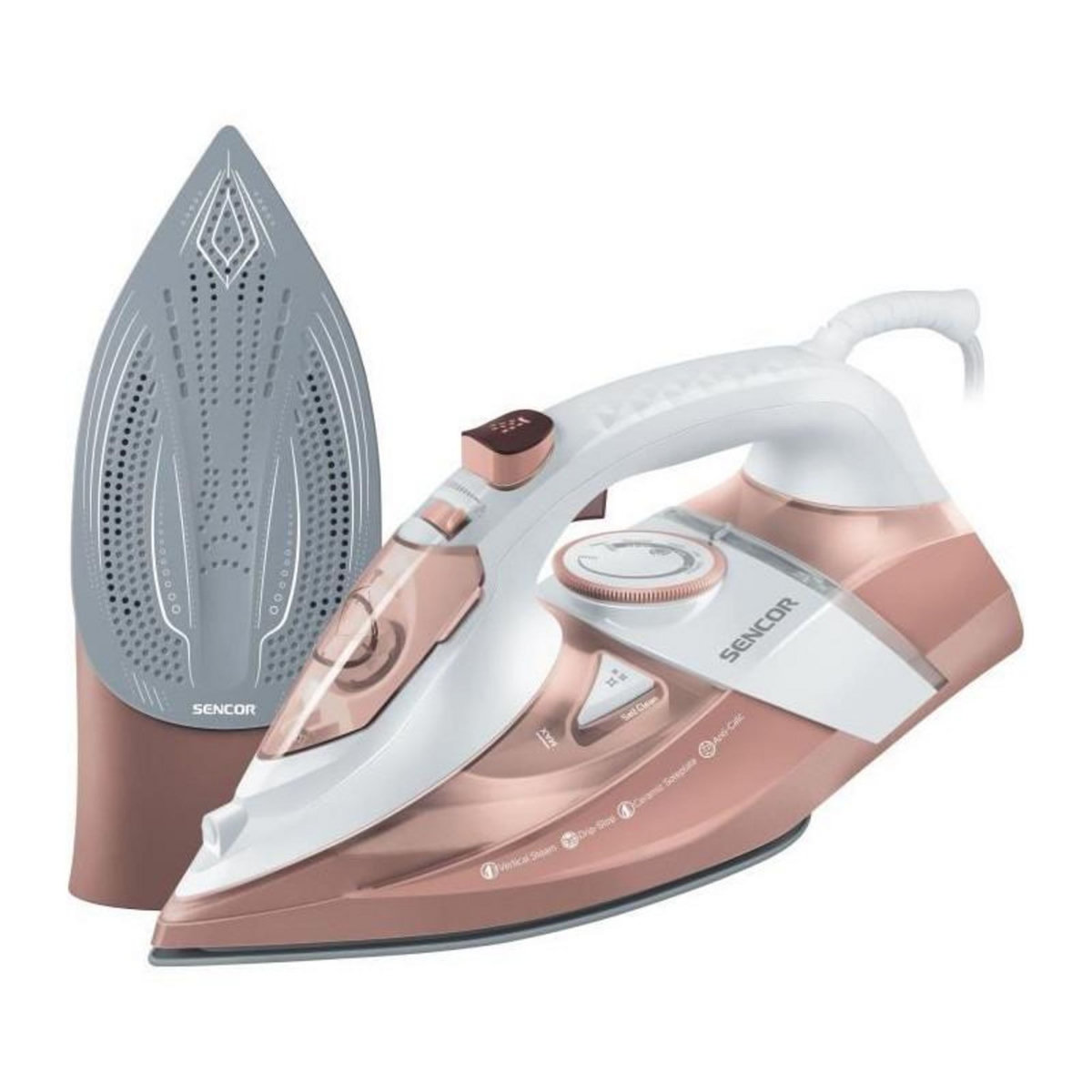 SENCO Fer a vapeur - SENCOR - SSI 8300RS - 3200 W - 350 ml - 45 g/min - Blanc / Rose