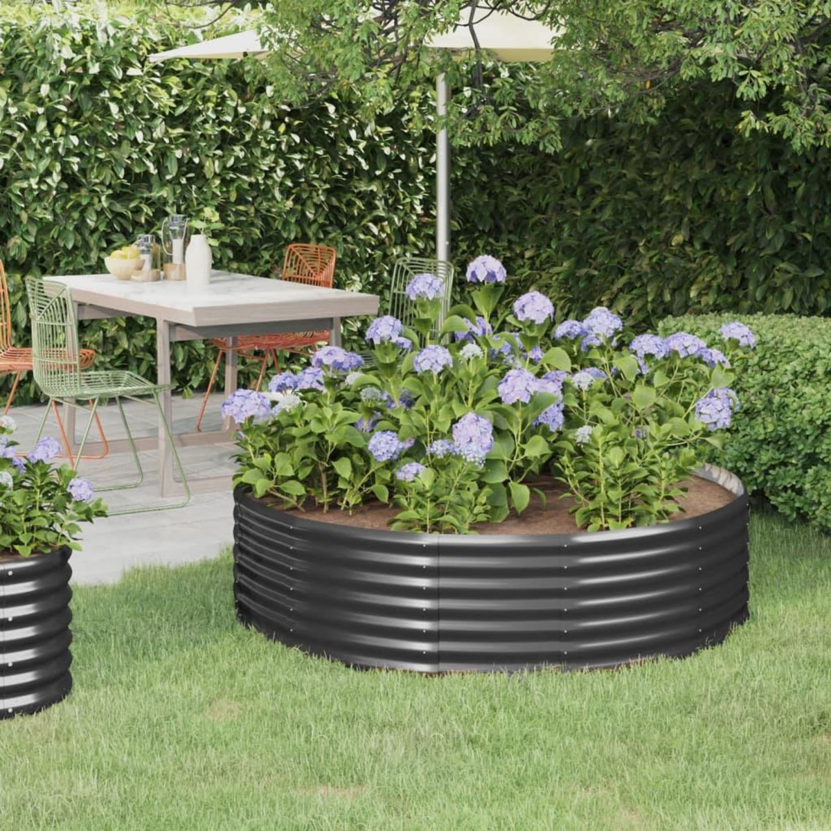 VIDAXL Lit sureleve de jardin Acier enduit de poudre Anthracite