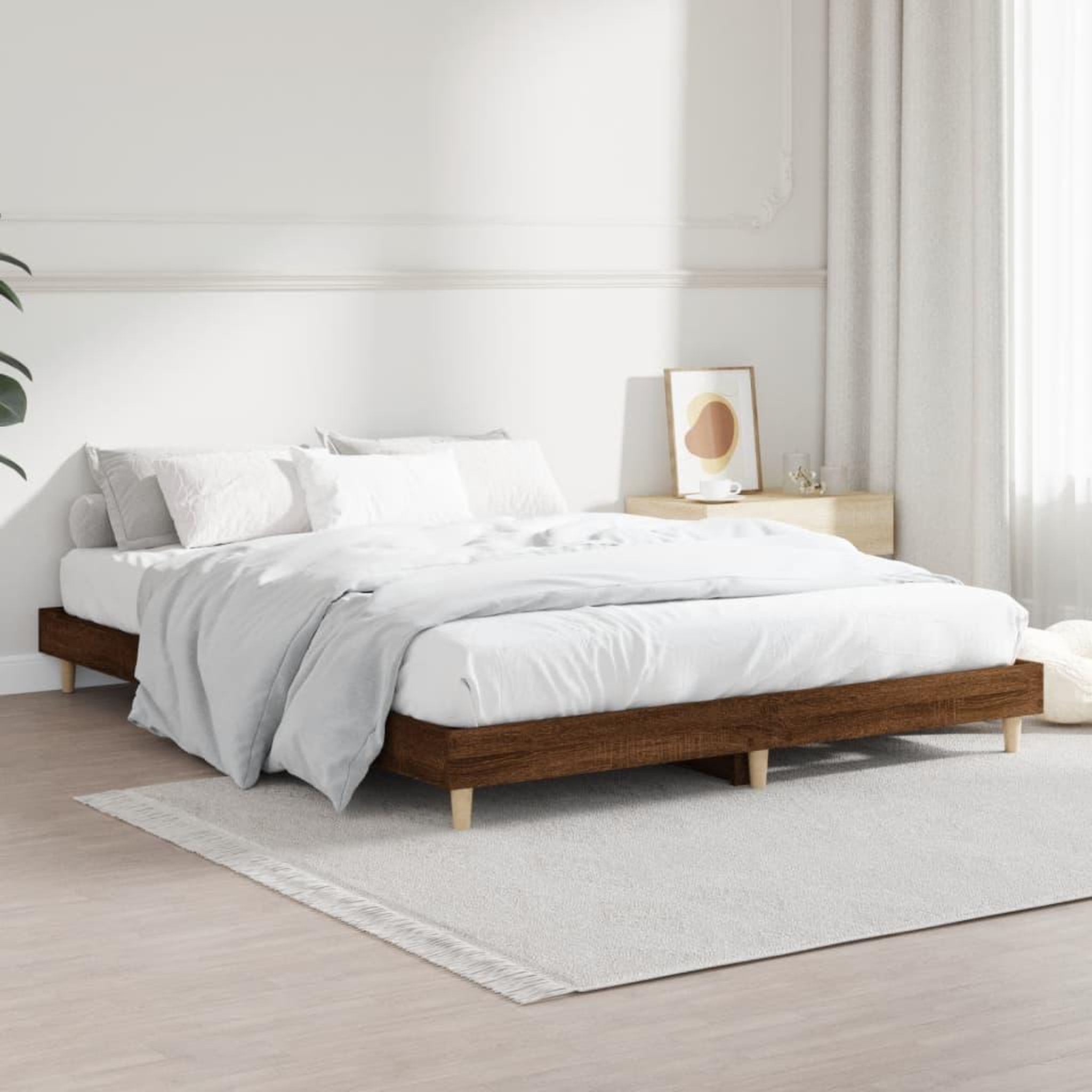Voir la diapositive 4 : VIDAXL Cadre de lit sans matelas chene marron 135x190 cm