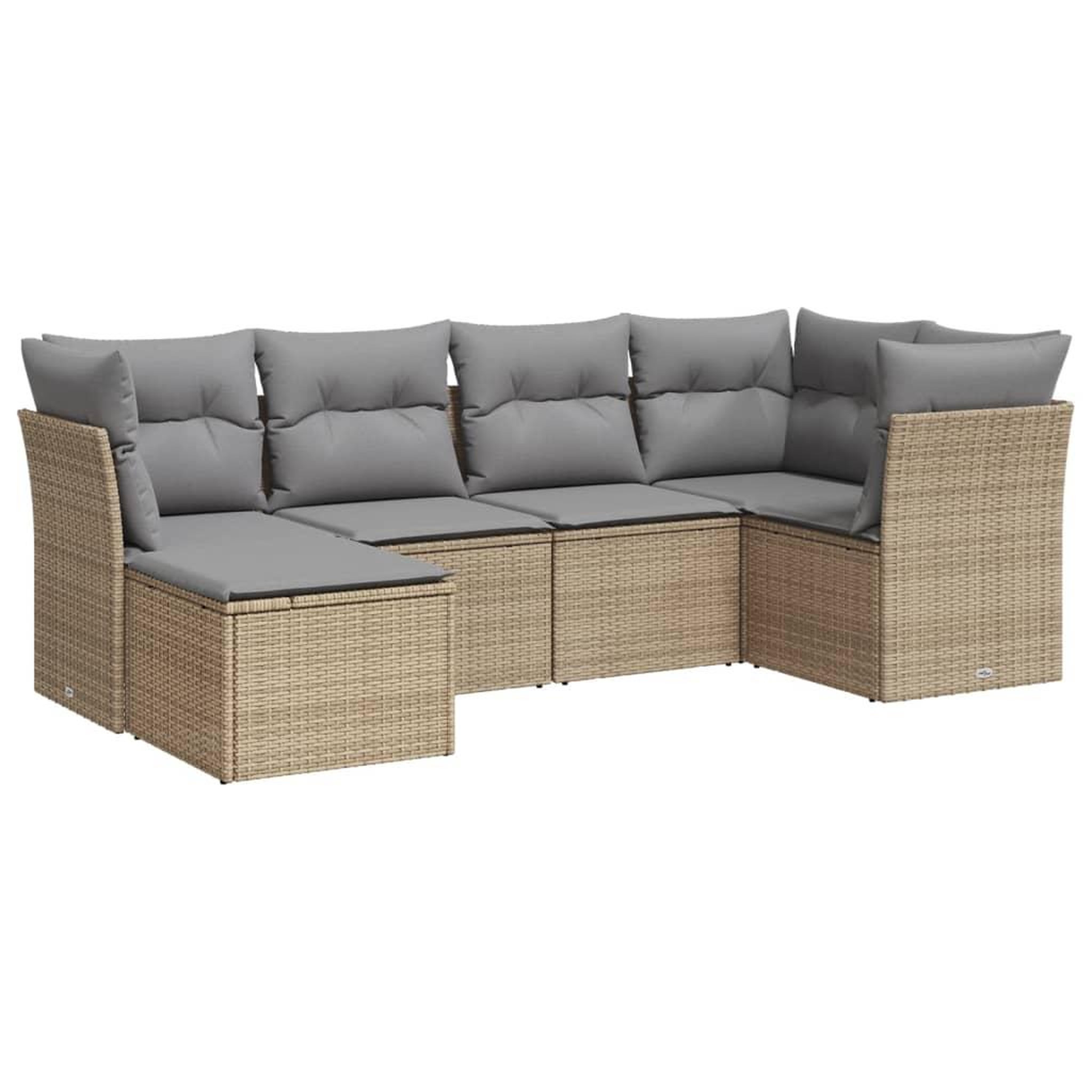 Voir la diapositive 2 : VIDAXL Salon de jardin avec coussins 6 pcs beige resine tressee