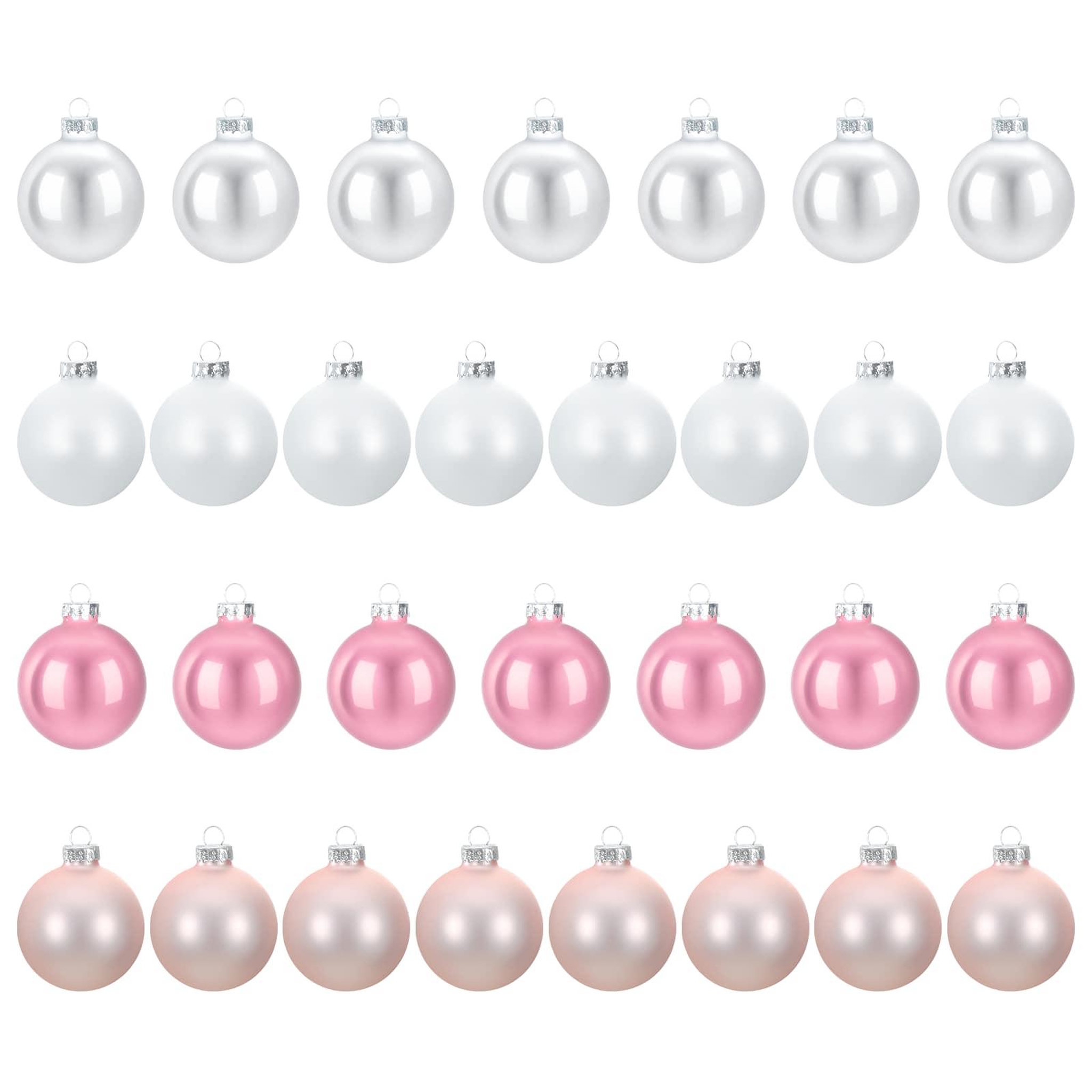 VIDAXL Ensemble de boules de Noël 30 pc Rose et blanc 6 cm Polystyrene