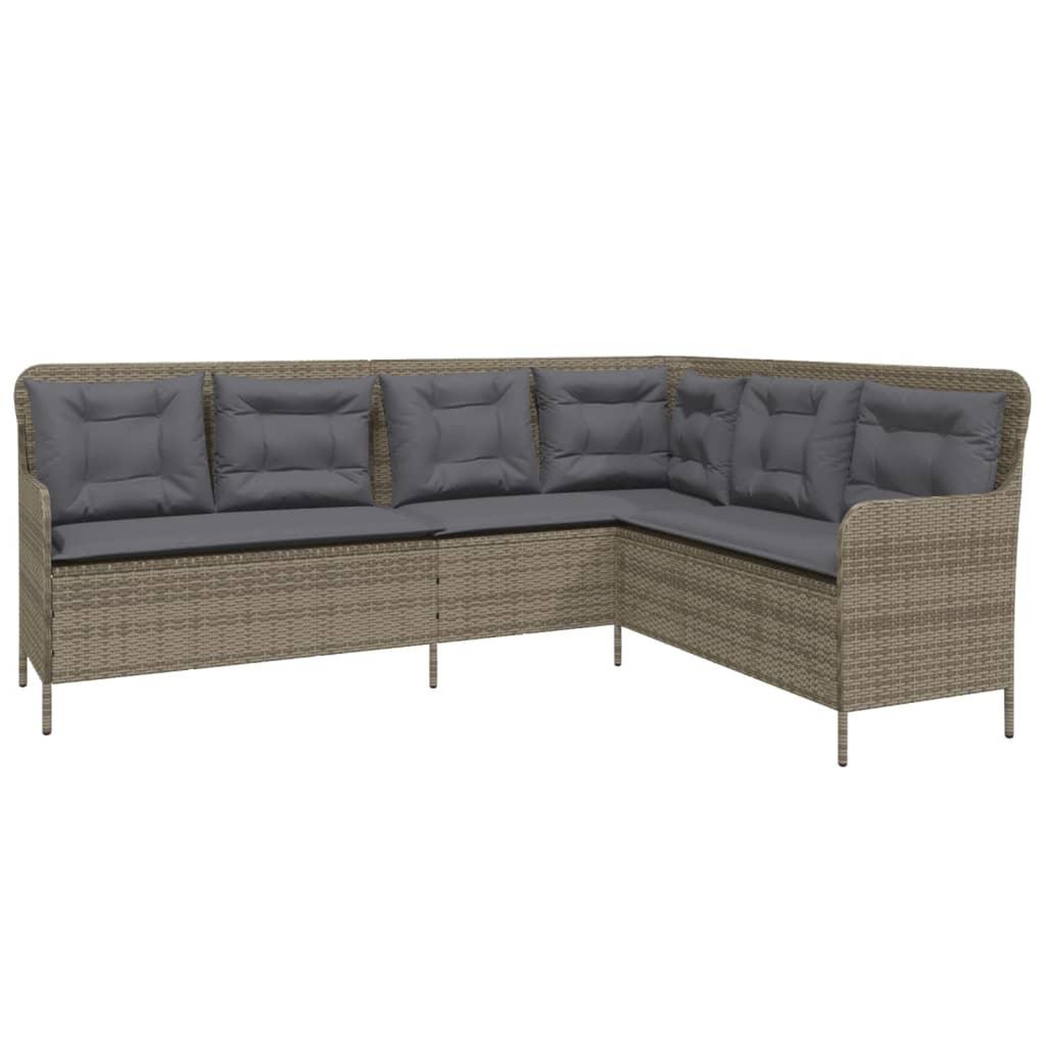 Voir la diapositive 2 : VIDAXL Canape de jardin avec coussins forme de L gris resine tressee