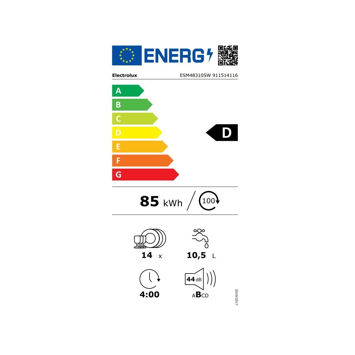 ELECTROLUX Lave-vaisselle 60cm 14 couverts 44db - ESM48310SW