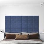 VIDAXL Panneaux muraux 12 pcs Bleu 30x15 cm Tissu 0,54 m²