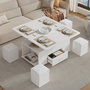 Voir la diapositive 5 : MERAX Table basse relevable rectangulaire blanc - 50x100 cm panneau de particules