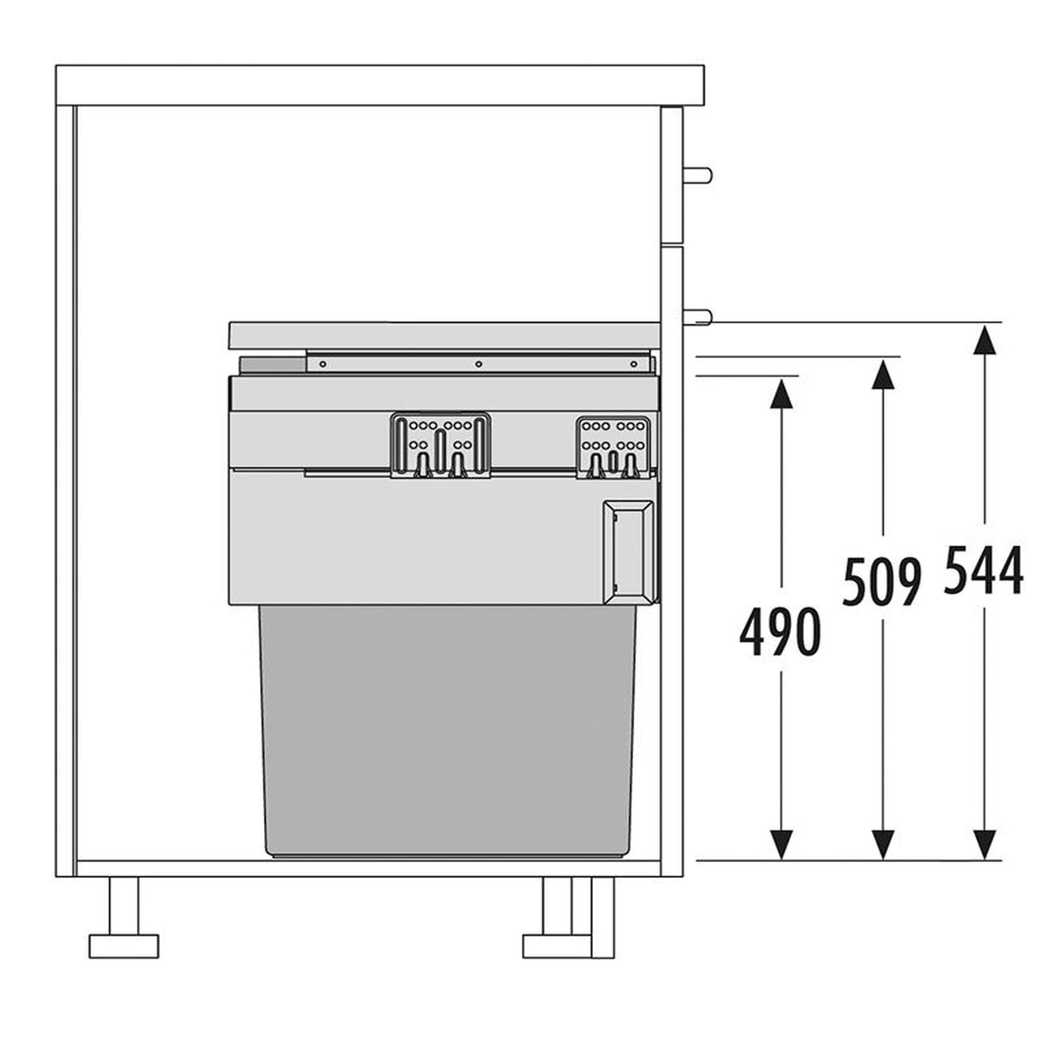 Voir la diapositive 5 : HAILO Poubelle de cuisine coulissante encastrable 55l hailo cargo synchro