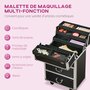 HOMCOM Valise trolley maquillage malette cosmétique vanity poignée télescopique réglable 36L x 23l x 58H cm alu