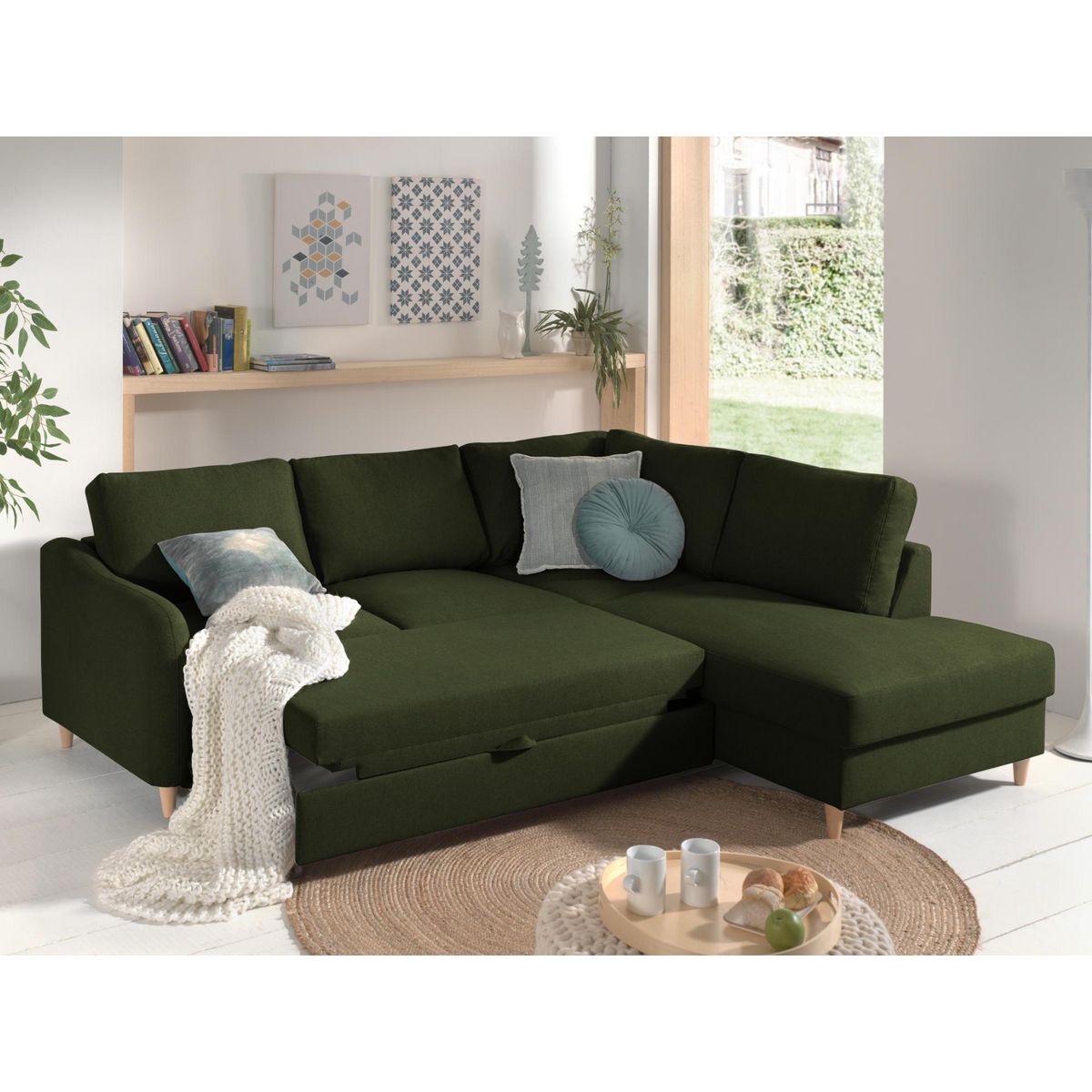 LISA DESIGN Will - canapé d'angle droit - convertible - 5 places - en tissu