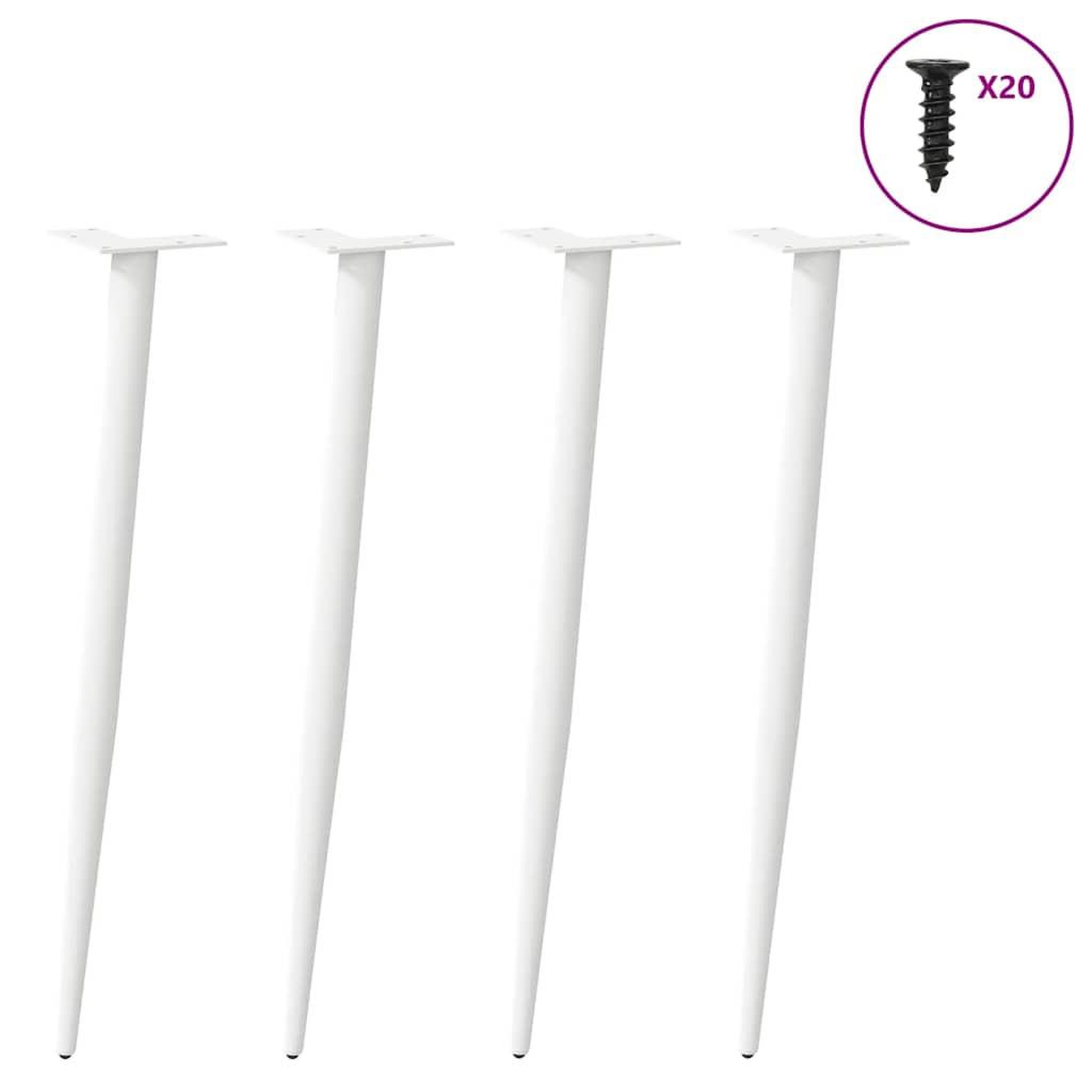 Voir la diapositive 3 : VIDAXL Pieds de table basse forme conique 4 pcs blanc 72-73 cm acier