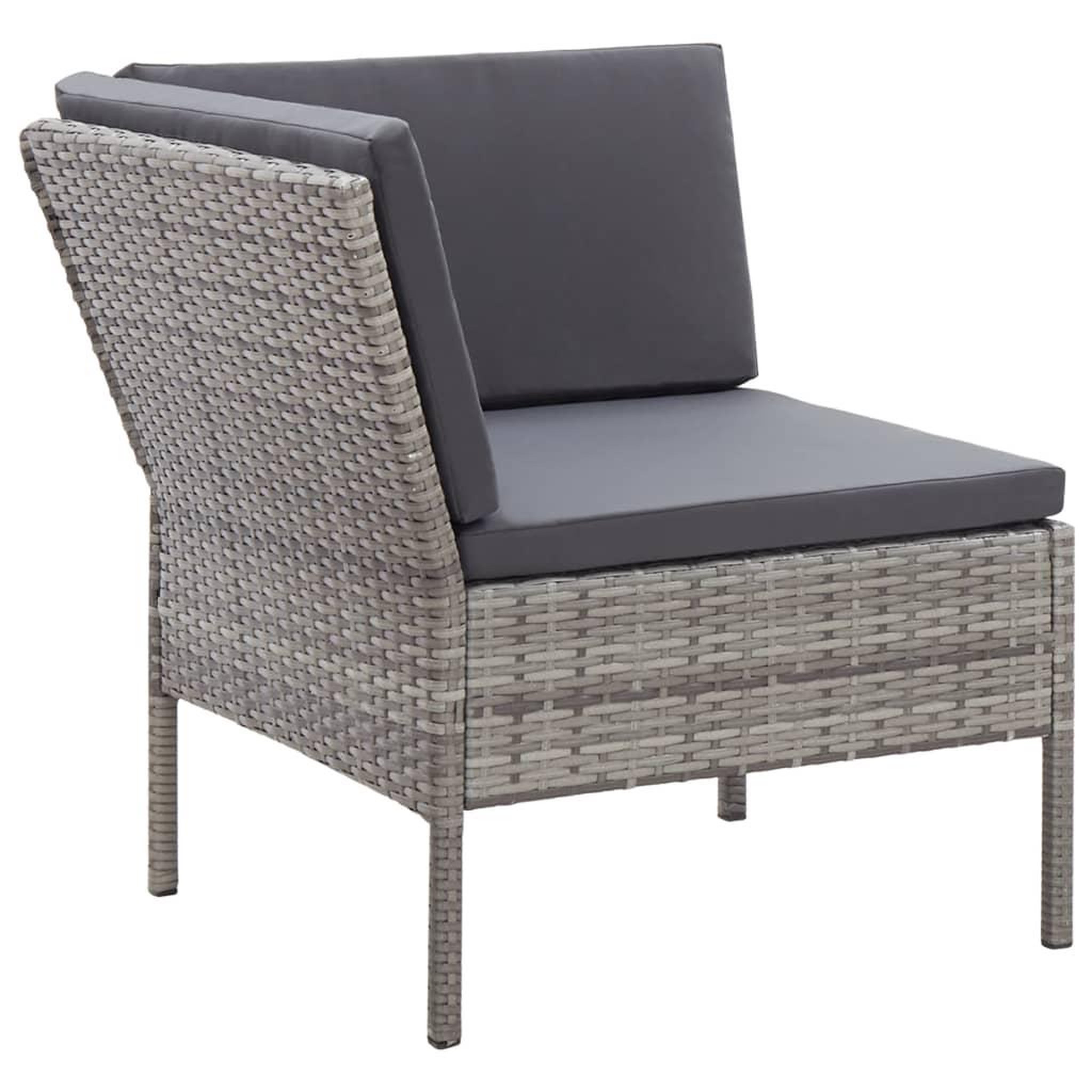 Voir la diapositive 4 : VIDAXL Salon de jardin 3 pcs avec coussins Resine tressee Gris