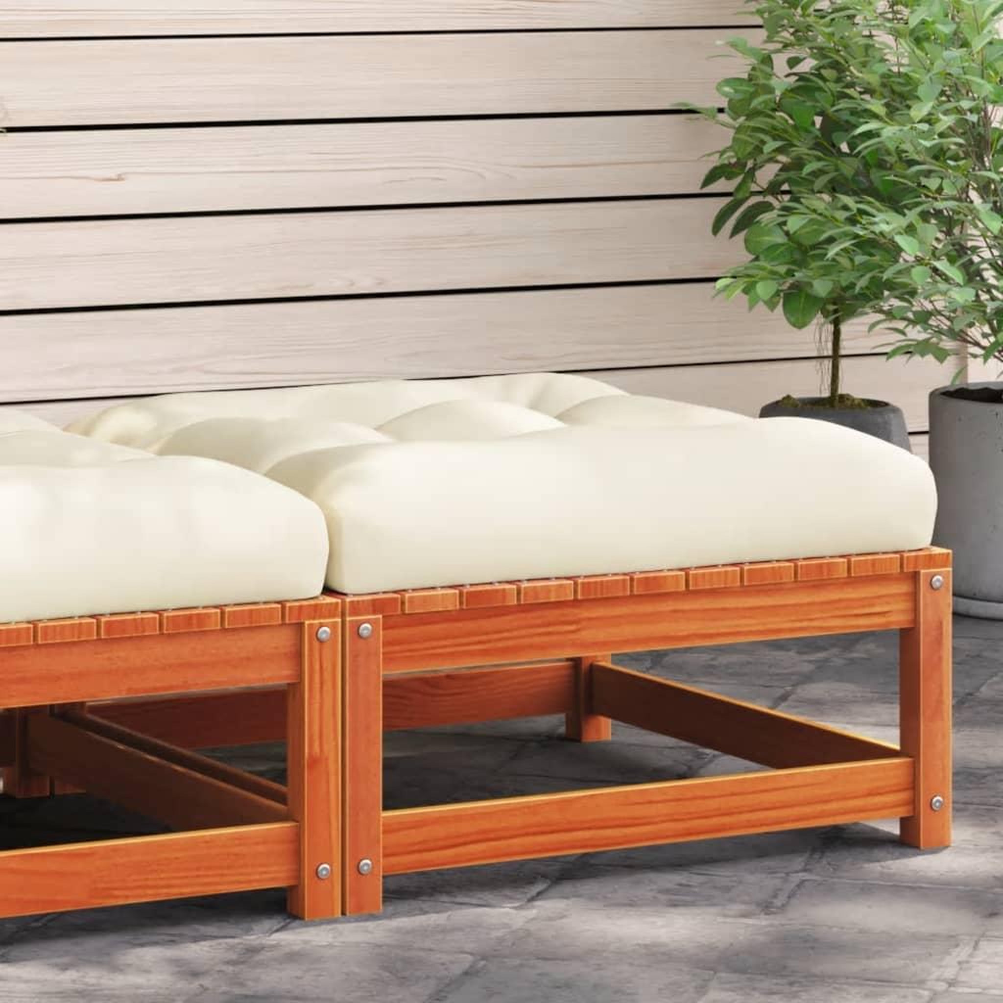 VIDAXL Repose-pied de jardin avec coussin bois massif de pin