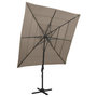 Voir la diapositive 1 : VIDAXL Parasol de jardin a 4 niveaux avec mat en aluminium taupe