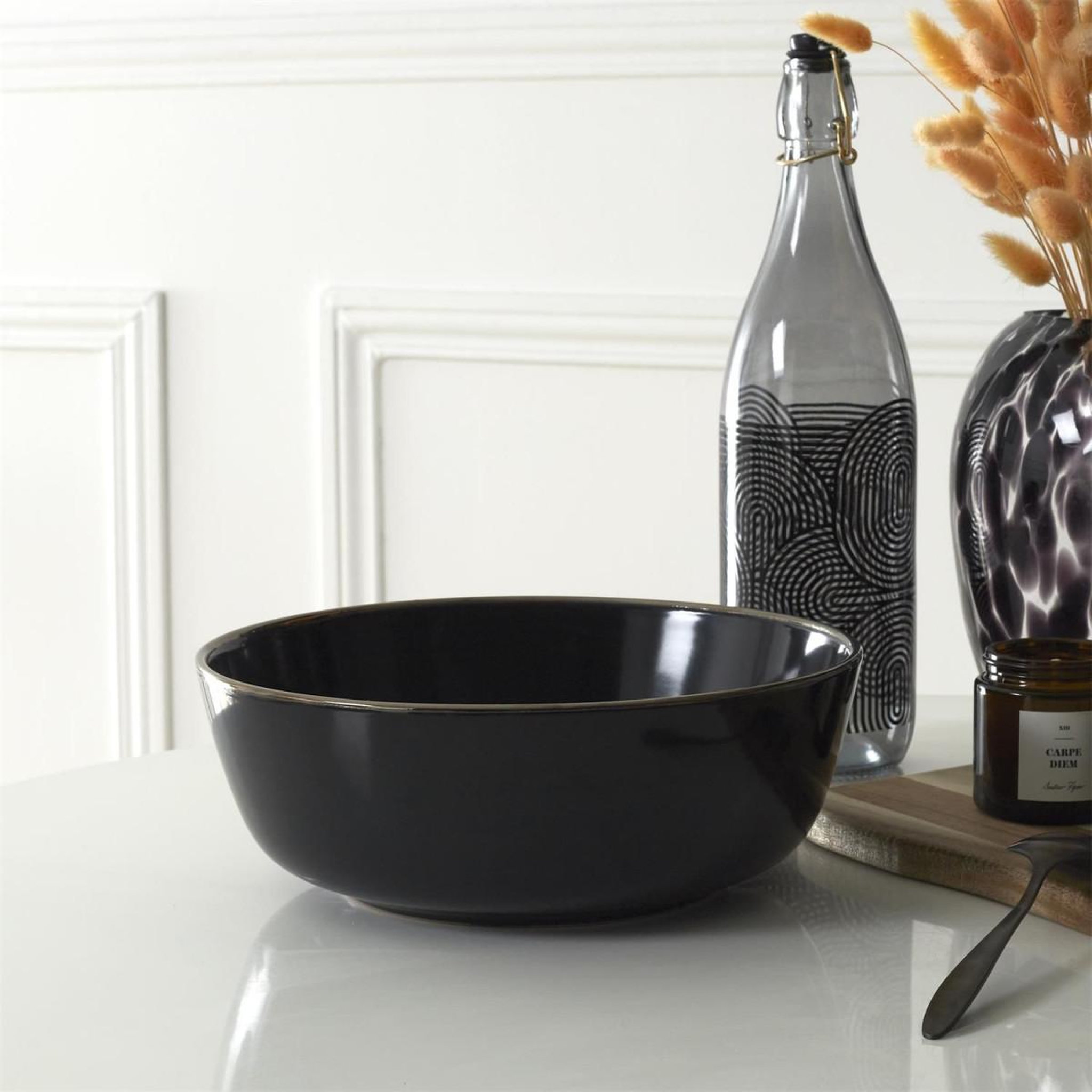 Voir la diapositive 5 : The Home Deco Factory Saladier en céramique  lounge  24cm noir