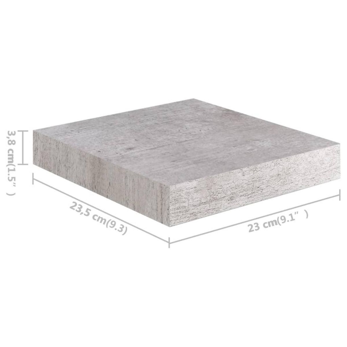 VIDAXL Etageres murales flottantes 2 pcs gris beton 23x23,5x3,8 cm MDF