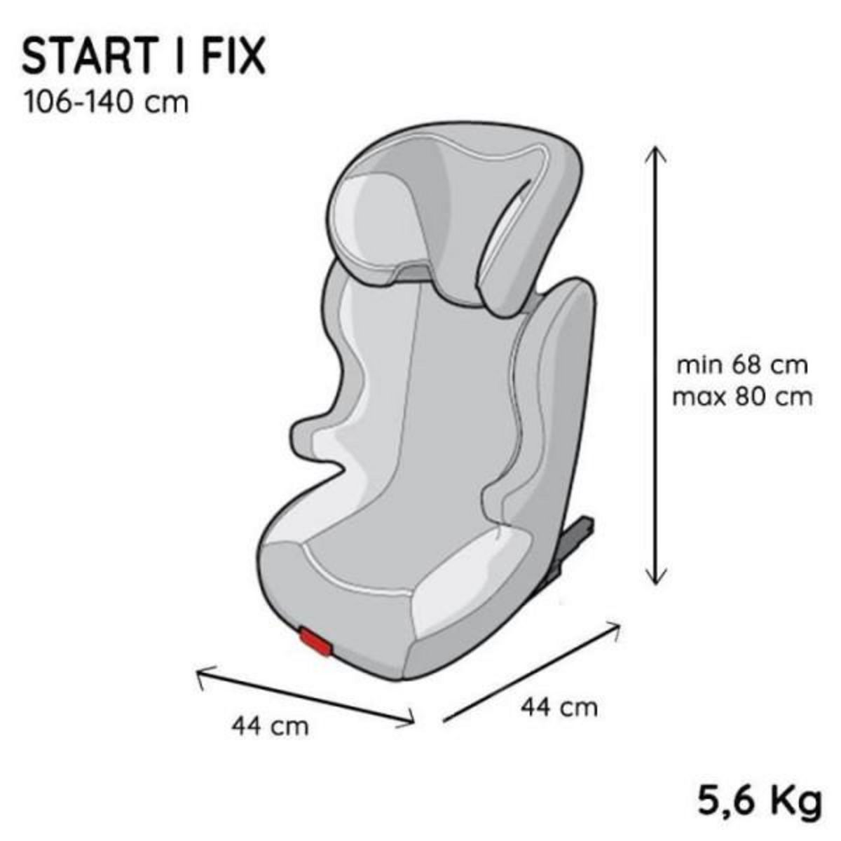 NANIA Siege Auto NANIA Rehausseur isofix  START I FIX, Groupe 2/3, de 5 a 10 ans, 15-36 kg - 95-150 cm, R 129– Tetiere réglable – Base incli