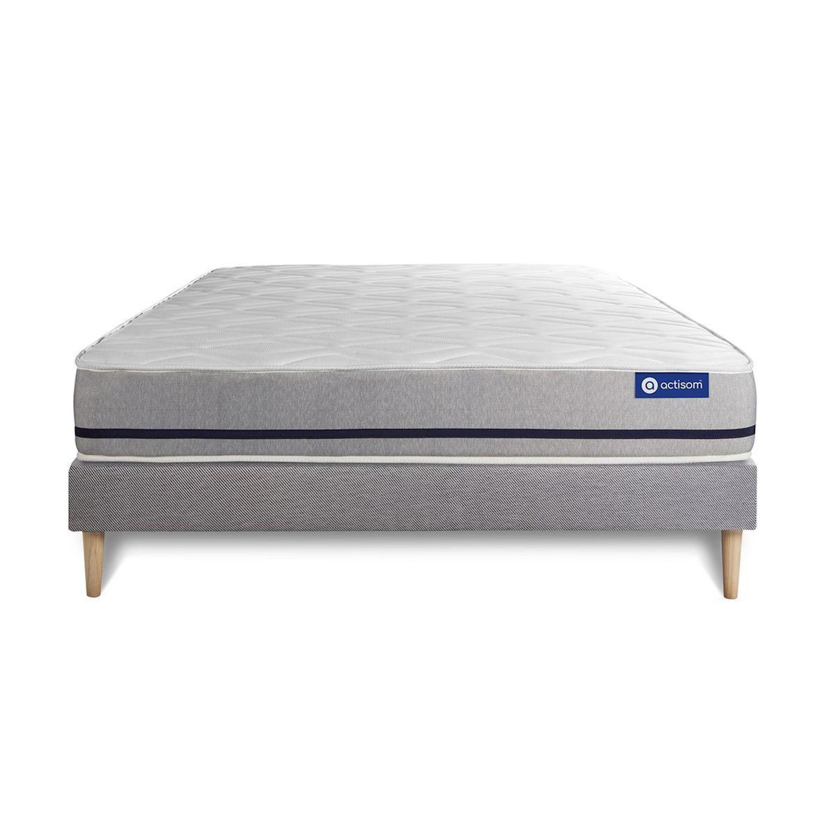 ACTISOM Ensemble matelas 160x200 ACTILATEX SOFT 3zones de confort + sommier KIT gris