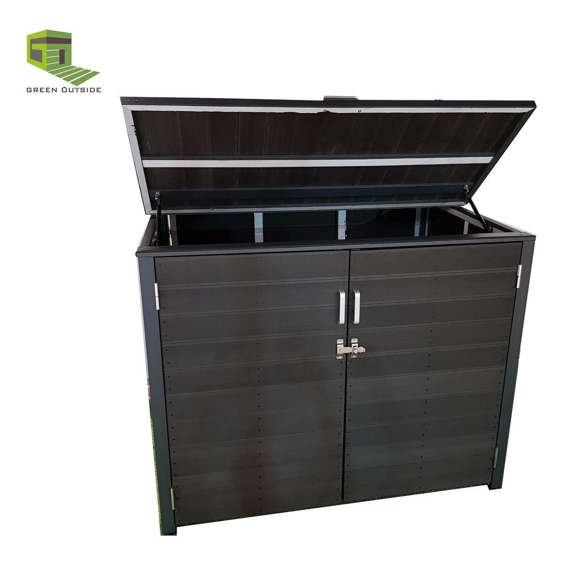 GREEN OUTSIDE Coffre de rangement jardin multifonction composite - 175L - Marron - UTIL'